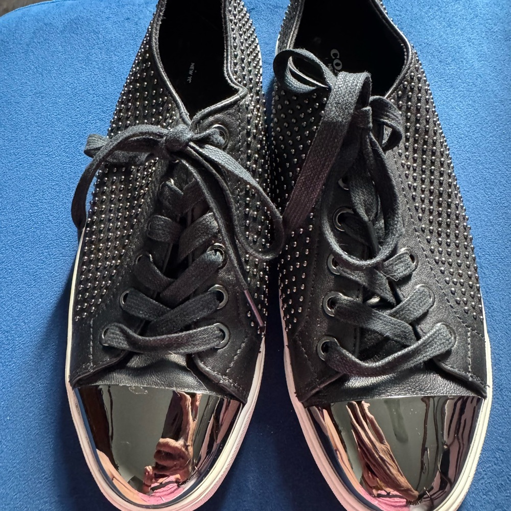 Coach Black and Silver Studded Sneakers default 8.5 and 8